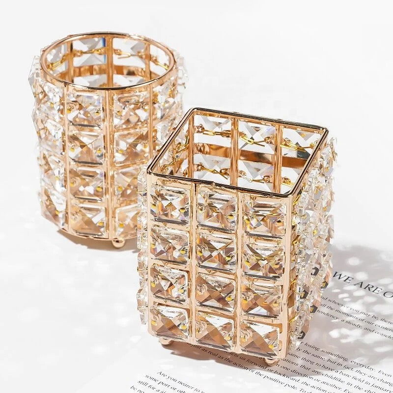 Handcrafted Crystal Makeup/Nail Brush Holder - LB BEAUTY