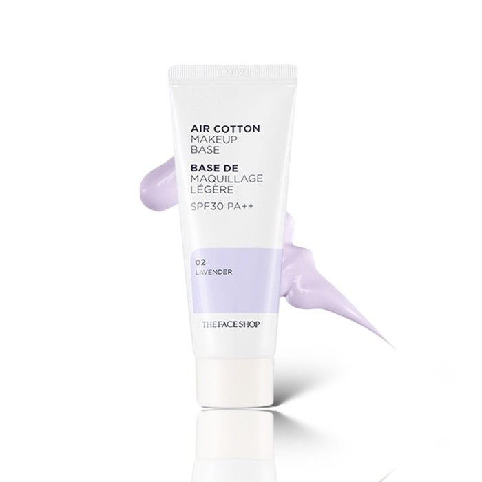 The Face Shop Air Cotton Makeup Base SPF30 PA++, #02 Lavender - LB BEAUTY