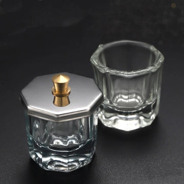 Clear Dappen Dish With Metal Lid - LB BEAUTY 