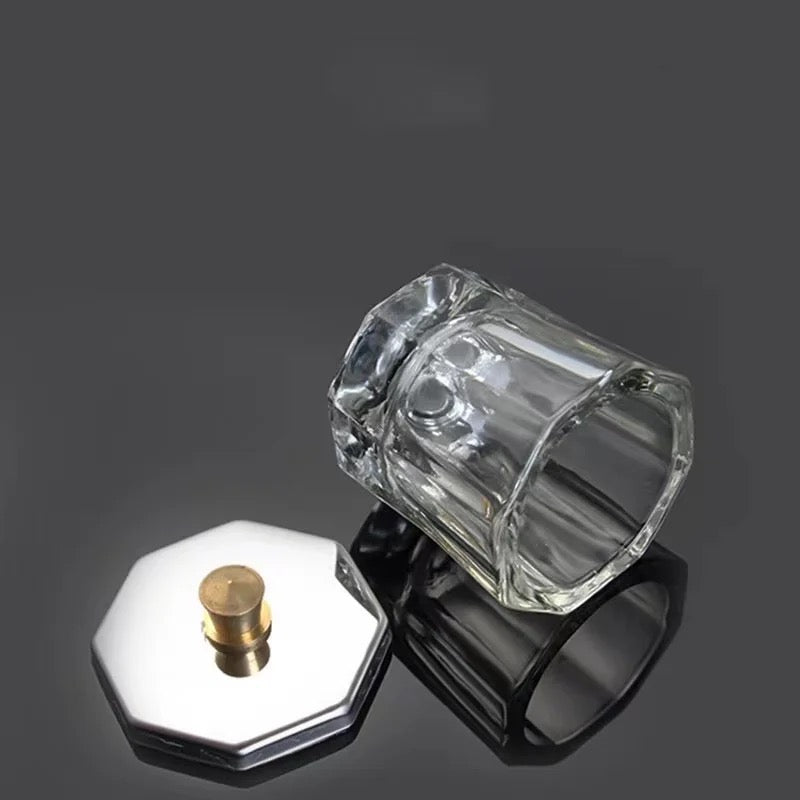 Clear Dappen Dish With Metal Lid - LB BEAUTY 