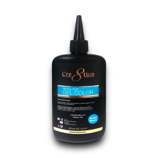 Cre8tion Gel Polish Super Black Refill Size (237ML/8OZ) - LB BEAUTY 