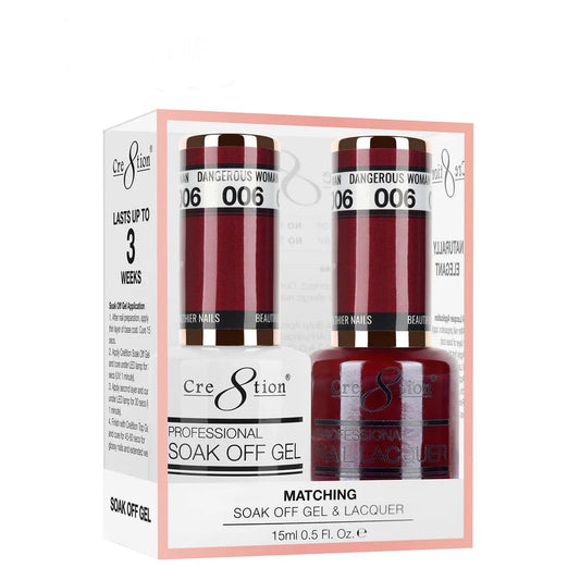 Cre8tion Matching Color Gel & Nail Lacquer 06 Dangerous Woman - LB BEAUTY 