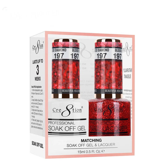 Cre8tion Matching Color Gel & Nail Lacquer 197 Blood Diamond - LB BEAUTY 