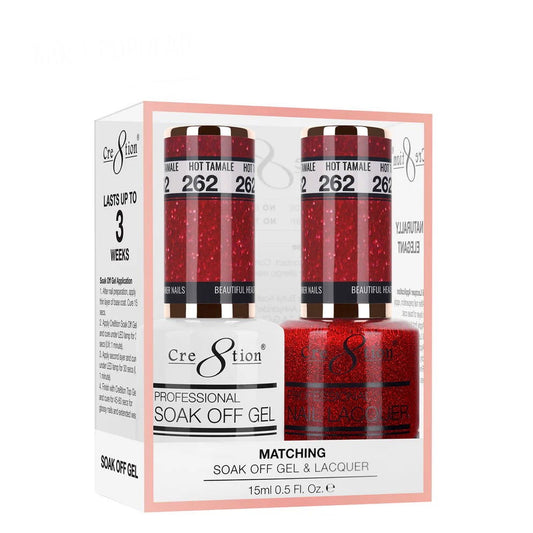 Cre8tion Matching Color Gel & Nail Lacquer 262 Hot Tamale - LB BEAUTY 