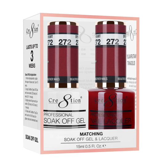 Cre8tion Matching Color Gel & Nail Lacquer 272 Open Your Heart - LB BEAUTY 