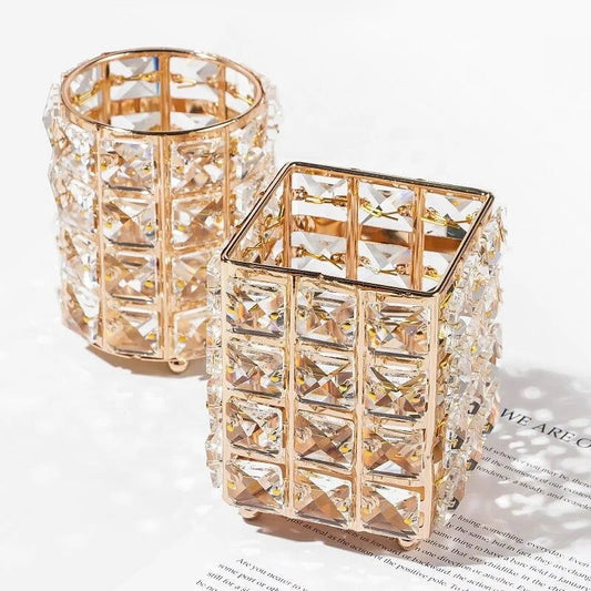 Handcrafted Crystal Makeup/Nail Brush Holder - LB BEAUTY 